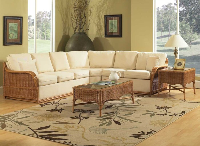 Rattan furniture set for indoor living space