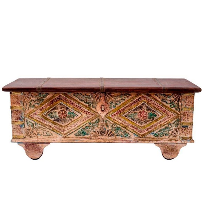 Wooden trunk coffee table as furniture piece