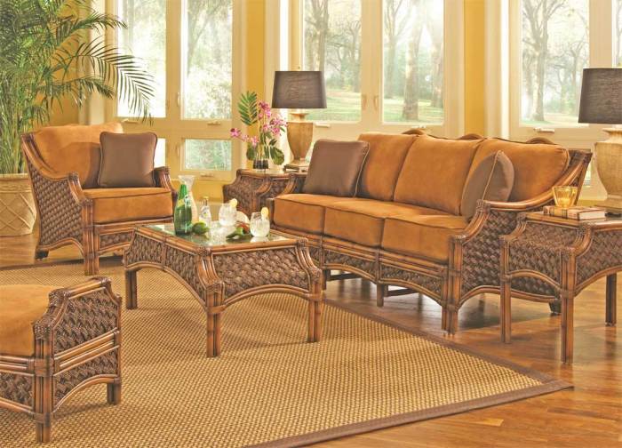 Rattan furniture set for indoor living space