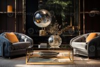 Elegant Looking Coffee Table With Golden Finish - Online Furniture ...