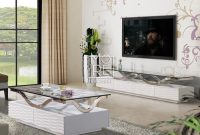 Isna High Gloss Living Room Furniture Set 2 In White With LED ...